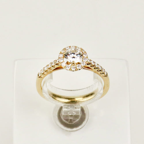Bague 52.5 Bague halo en or jaune 18 carats avec diamants brillants 58 Facettes 2952