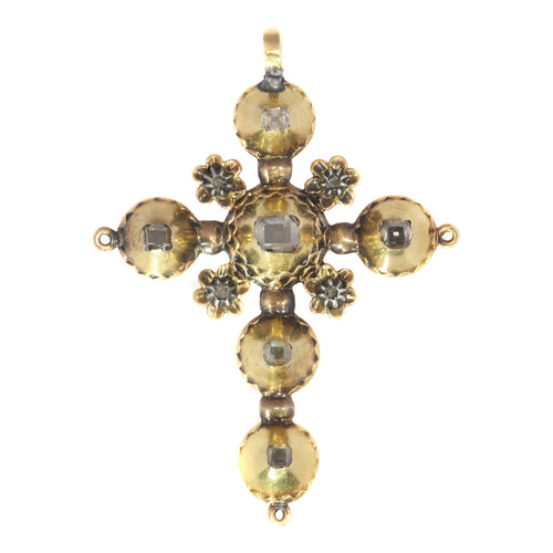 Pendentif Pendentif croix géorgien en or jaune 18K et diamants, vers 1720 58 Facettes 20237-0121