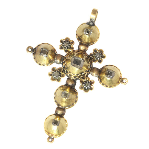 Pendentif Pendentif croix géorgien en or jaune 18K et diamants, vers 1720 58 Facettes 20237-0121