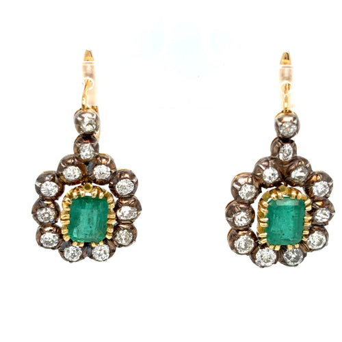 Boucles d'oreilles Art déco - Boucles d’oreilles pendantes en or blanc 18k, émeraudes colombiennes et diamants 58 Facettes