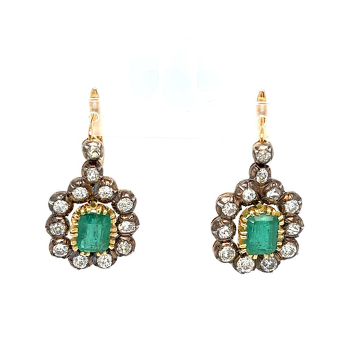 Boucles d'oreilles Art déco - Boucles d’oreilles pendantes en or blanc 18k, émeraudes colombiennes et diamants 58 Facettes