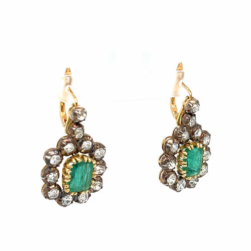 Boucles d'oreilles Art déco - Boucles d’oreilles pendantes en or blanc 18k, émeraudes colombiennes et diamants 58 Facettes