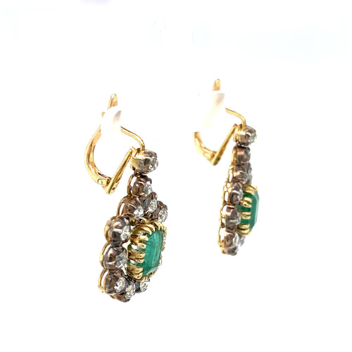 Boucles d'oreilles Art déco - Boucles d’oreilles pendantes en or blanc 18k, émeraudes colombiennes et diamants 58 Facettes
