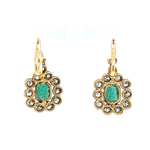 Boucles d'oreilles Art déco - Boucles d’oreilles pendantes en or blanc 18k, émeraudes colombiennes et diamants 58 Facettes