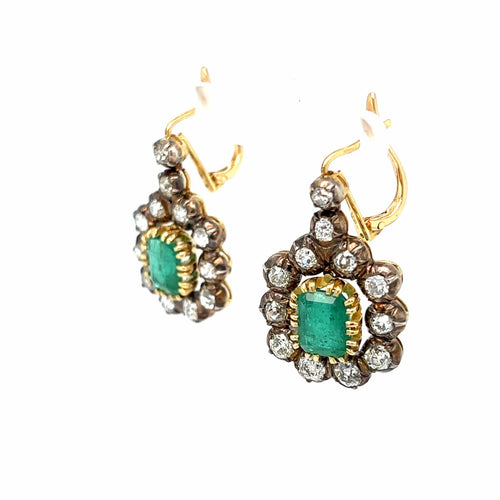 Boucles d'oreilles Art déco - Boucles d’oreilles pendantes en or blanc 18k, émeraudes colombiennes et diamants 58 Facettes