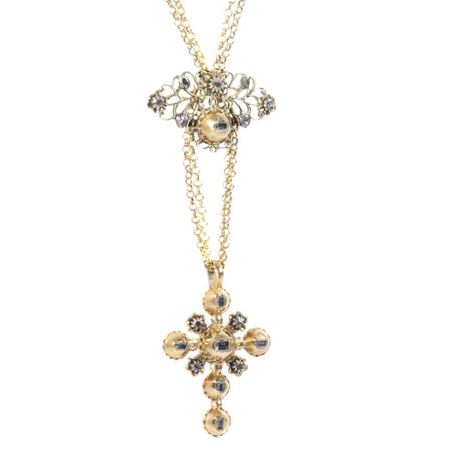 Pendentif Pendentif croix géorgien en or jaune 18K et diamants 58 Facettes 20240-0285