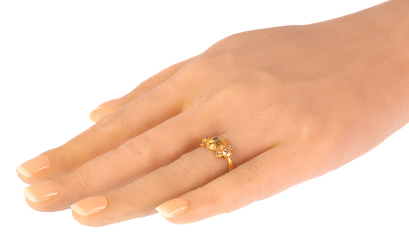 Bague 54 Bague baroque en or jaune 18K et diamants taille rose (v. 1680) 58 Facettes 20240-0293