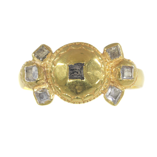 Bague 54 Bague baroque en or jaune 18K et diamants taille rose (v. 1680) 58 Facettes 20240-0293