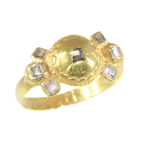 Bague 54 Bague baroque en or jaune 18K et diamants taille rose (v. 1680) 58 Facettes 20240-0293