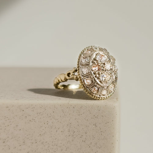 Bague 55 Art déco - Bague diamants taille ancienne en or jaune 585 et platine 58 Facettes 2641