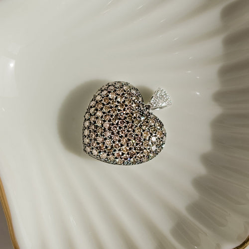 Pendentif Pendentif cœur en or blanc 585 avec diamants 58 Facettes 2560