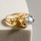 Bague 60 Lapponia - Bague en or jaune 14 carats avec perle grise 58 Facettes 2896