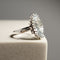 Bague 52.5 Bague antique en or blanc 18 carats avec aigue-marine marquise 58 Facettes 2961