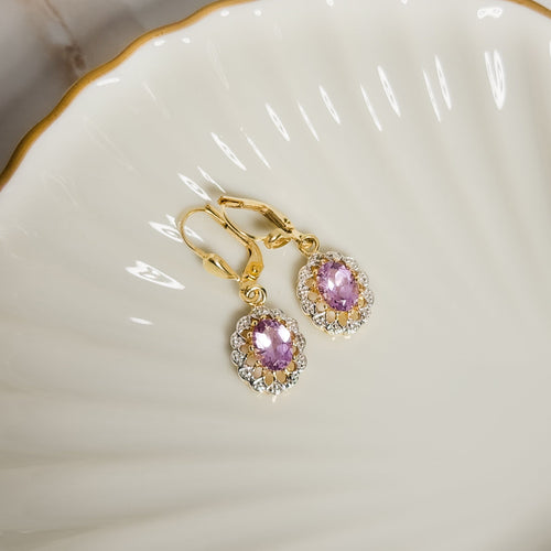 Boucles d'oreilles Boucles d’oreilles vintage en or jaune 14 carats et améthystes 58 Facettes 2788