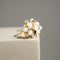 Bague 58.5 Bague en or jaune 14 carats avec 9 opales cabochon 58 Facettes 2992