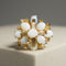 Bague 58.5 Bague en or jaune 14 carats avec 9 opales cabochon 58 Facettes 2992