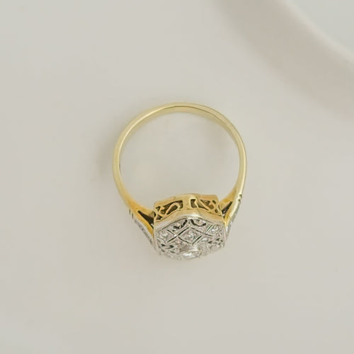 Bague 54 Bague Art déco en or jaune 14 K et diamants 58 Facettes 3143