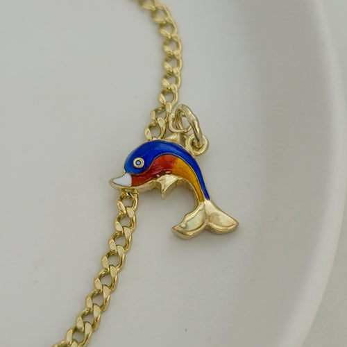 Bracelet Bracelet poissons en or jaune 14K avec pendentifs émaillés 58 Facettes 3138