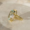 Bague 54 Bague Art déco en or jaune 14 carats avec aquamarine et diamants 58 Facettes