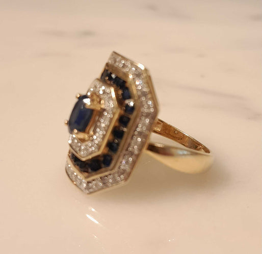 Bague 54 Bague style Art Déco saphirs diamants 58 Facettes