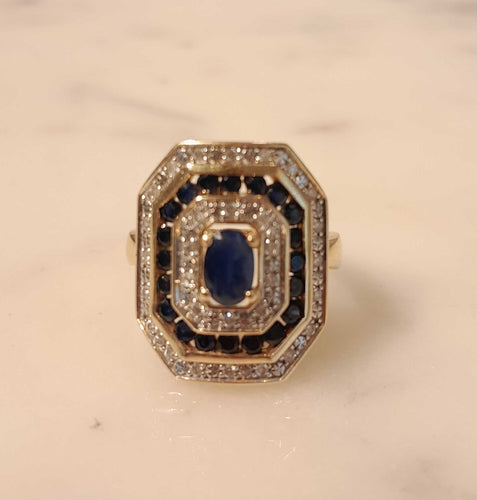 Bague 54 Bague style Art Déco saphirs diamants 58 Facettes