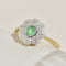 Bague 48 Bague vintage florale en or jaune 750, émeraude et diamants 58 Facettes