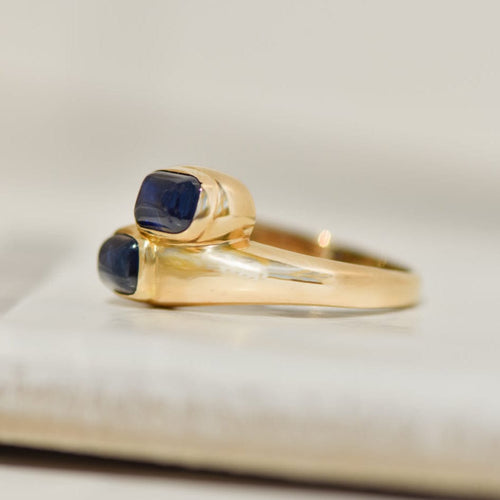 Bague 55 Cartier Toi et Moi - Bague vintage en or jaune 750 et deux saphirs 58 Facettes