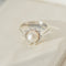 Bague 54 Bague vintage en or blanc 14 carats avec perle Mabé et diamants 58 Facettes