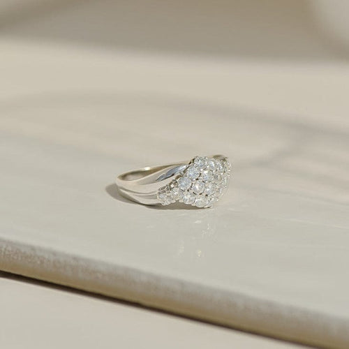 Bague 54 Bague crossover vintage en or blanc 14 carats et diamants 58 Facettes