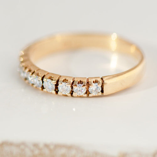 Bague 55 Bague demi-alliance en or jaune 14 K avec 0,50 ct diamants 58 Facettes