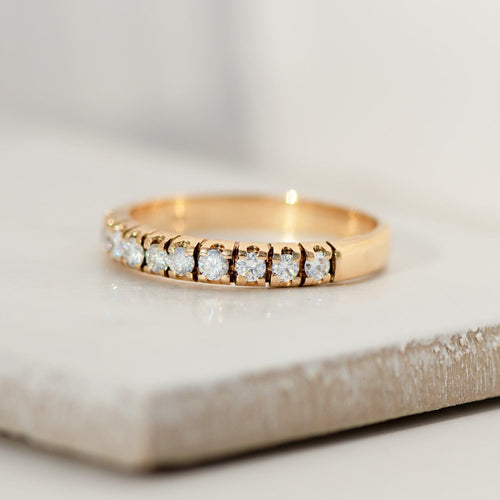 Bague 55 Bague demi-alliance en or jaune 14 K avec 0,50 ct diamants 58 Facettes