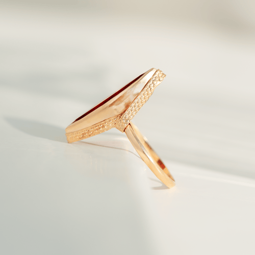 Bague 52 Bague vintage navette en or jaune 18 carats avec rubis synthétique 58 Facettes