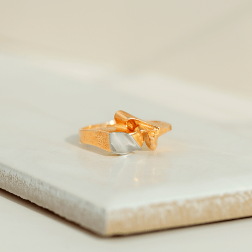 Bague 56 Lapponia - Bague vintage en or jaune 14 carats et platine 58 Facettes