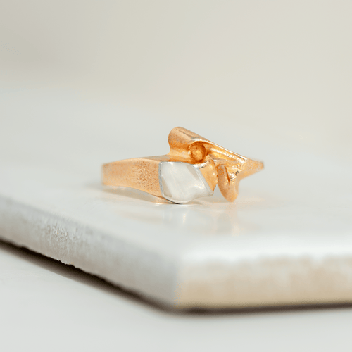 Bague 56 Lapponia - Bague vintage en or jaune 14 carats et platine 58 Facettes