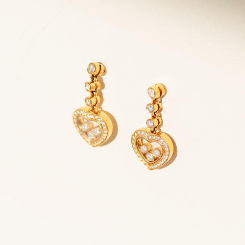 Boucles d'oreilles Chopard Happy Diamonds - Boucles d’oreilles en or jaune 18 carats et diamants 58 Facettes 3285