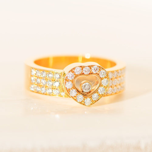 Bague 60.5 Chopard Happy Diamonds - Bague en or jaune 18 carats et diamants 0,74 ct 58 Facettes 3287