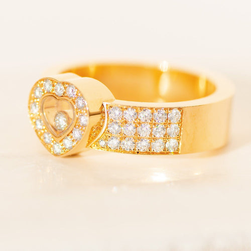 Bague 60.5 Chopard Happy Diamonds - Bague en or jaune 18 carats et diamants 0,74 ct 58 Facettes 3287