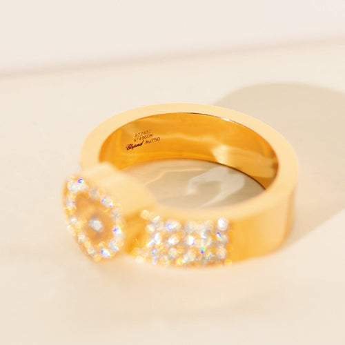 Bague 60.5 Chopard Happy Diamonds - Bague en or jaune 18 carats et diamants 0,74 ct 58 Facettes 3287