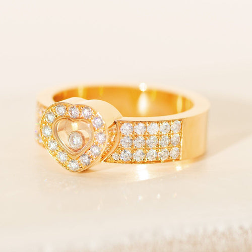 Bague 60.5 Chopard Happy Diamonds - Bague en or jaune 18 carats et diamants 0,74 ct 58 Facettes 3287