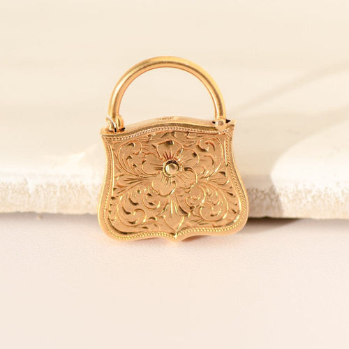 Pendentif Pendentif cadenas antique en or jaune 18 carats et turquoise 58 Facettes