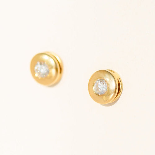 Boucles d'oreilles Boucles d’oreilles puces - Diamants 0,60 ct en or jaune 14 carats 58 Facettes