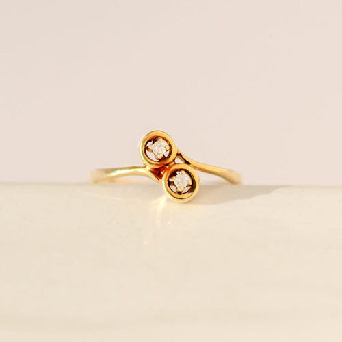 Bague 54 Bague vintage - Diamants en or jaune 14 carats 58 Facettes