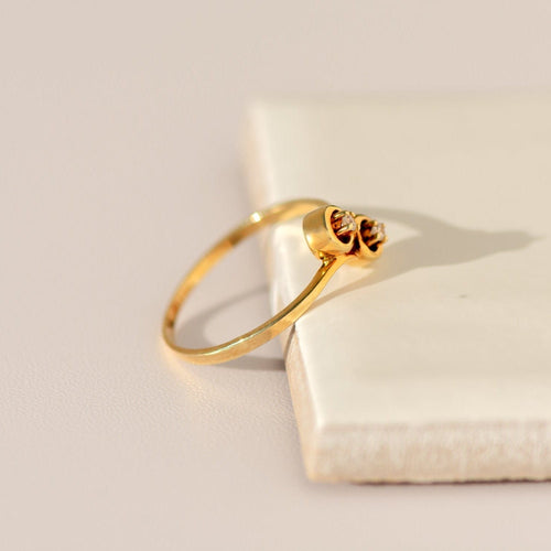 Bague 54 Bague vintage - Diamants en or jaune 14 carats 58 Facettes
