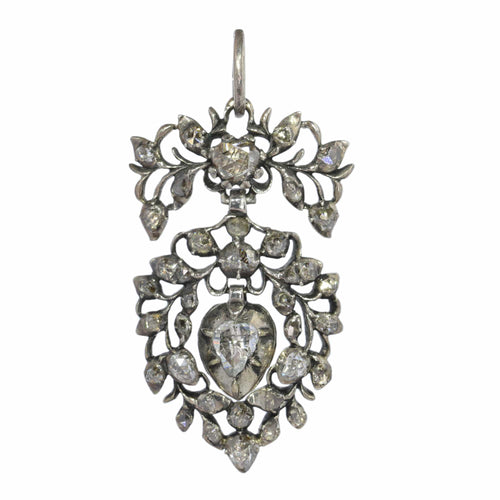 Pendentif Pendentif cœur flamand rococo en argent et diamants taille rose 58 Facettes 20296-0349