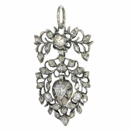 Pendentif Pendentif cœur flamand rococo en argent et diamants taille rose 58 Facettes 20296-0349