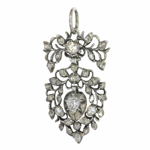 Pendentif Pendentif cœur flamand rococo en argent et diamants taille rose 58 Facettes 20296-0349