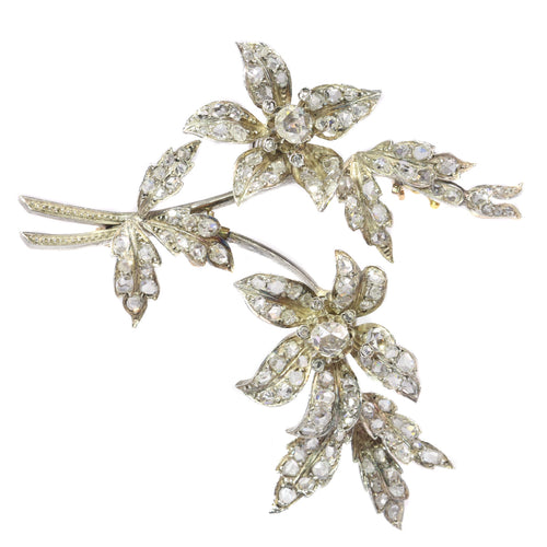 Broche Broche tremblante victorienne vers 1850 en or rose 18k et diamants 58 Facettes 20297-0356