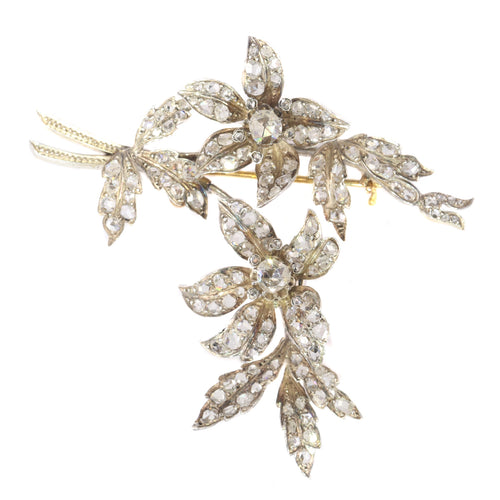 Broche Broche tremblante victorienne vers 1850 en or rose 18k et diamants 58 Facettes 20297-0356