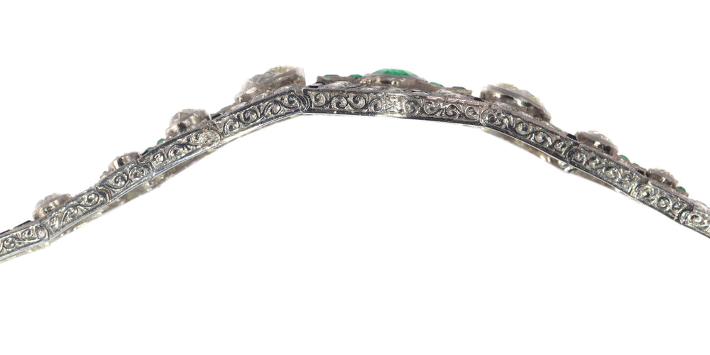 Bracelet Bracelet Art déco en platine avec diamants, émeraudes et onyx 58 Facettes 20358-0165