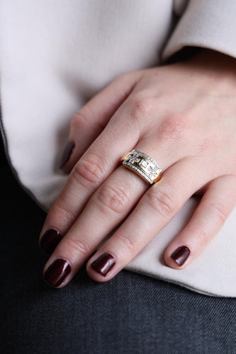 Bague 53 Bague en or jaune et or blanc 18 carats avec diamants 58 Facettes 2052067CN